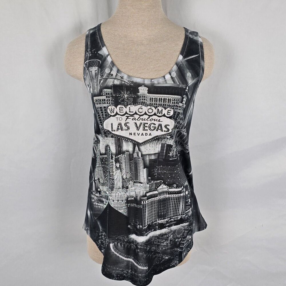 Banana Expression Las Vegas Tank Women's XS Black White Double Sided Graphics